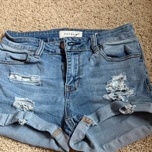 PacSun Light Blue Ripped Denim Shorts